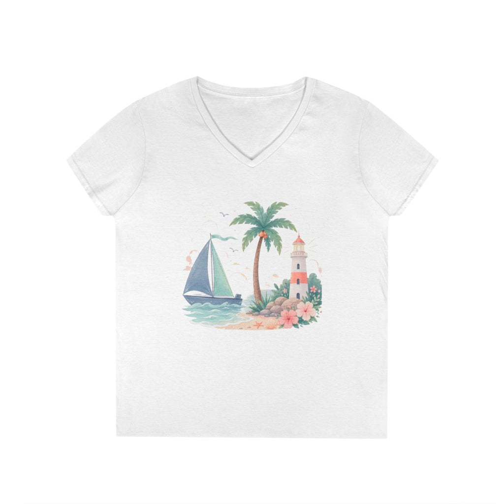 Coastal Sailboat V-Neck Tee